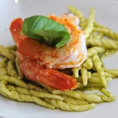 Trofie al Pesto mit Garnelen