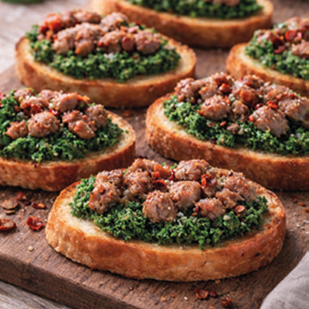Crostini mit Wurst und Friariellipesto